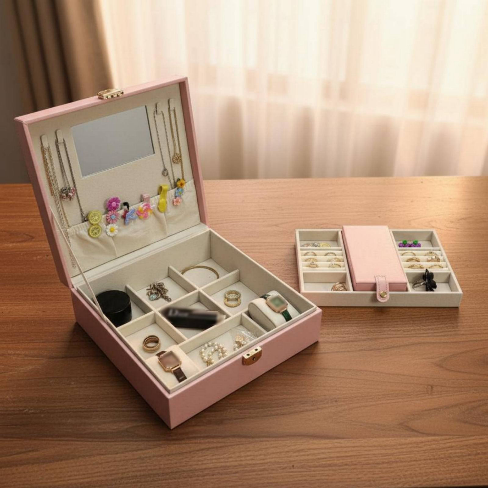 다층 보석함, 부드럽고 고급스러운 직물 안감, 여러 칸 - Luxury Watch Tier 리뷰 및 가격