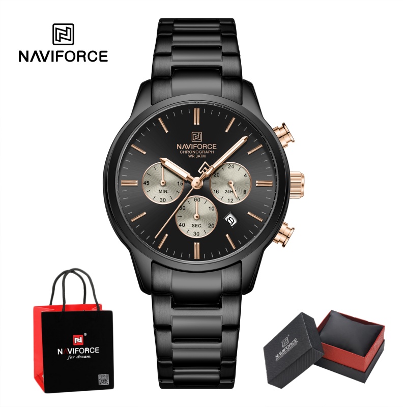 NAVIFORCE 남성용 쿼츠 크로노그래프 시계 방수  - Luxury Watch Gift Box 리뷰 및 가격