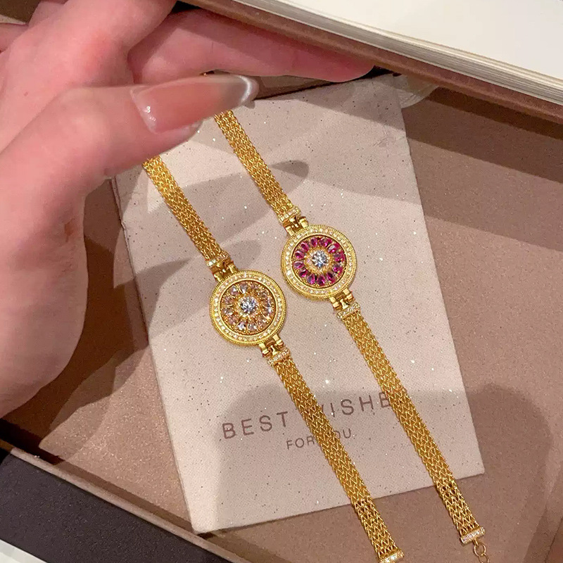 회전하는 핑크 지르콘 나침반 시계 팔찌가 있는 샌드 골 - Luxury Watch Service 리뷰 및 가격