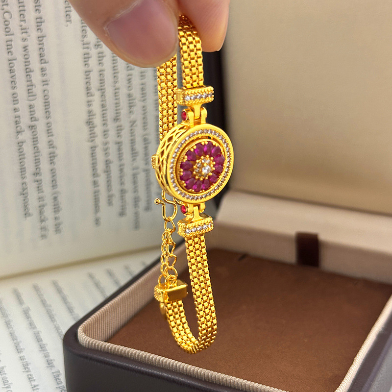회전하는 핑크 지르콘 나침반 시계 팔찌가 있는 샌드 골 - Luxury Watch Service 리뷰 및 가격