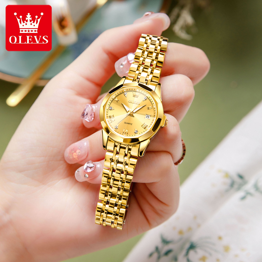 OLEVS 여성을위한 패션 황금 시계 스테인레스 스틸  - Lux Watch 리뷰 및 가격